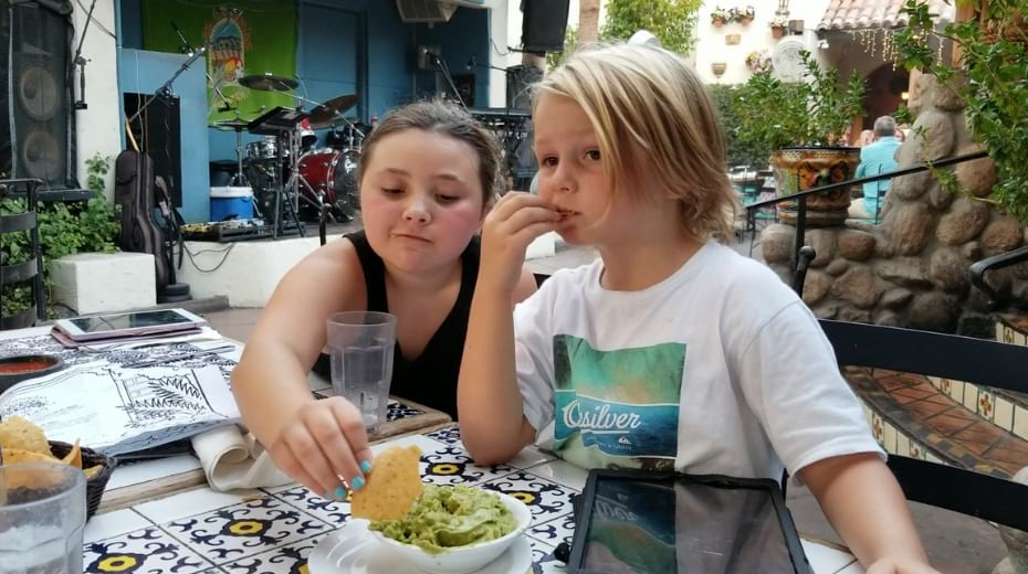 Kids eating at Las Casuelas