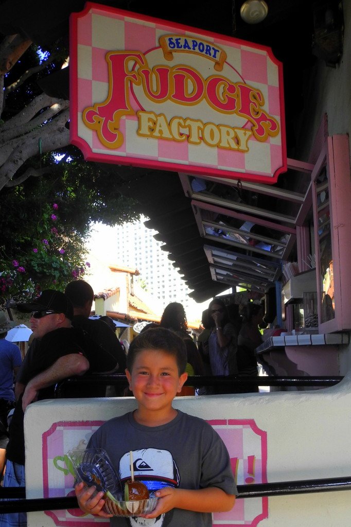 Seaport Village fudge factory sweets with kids