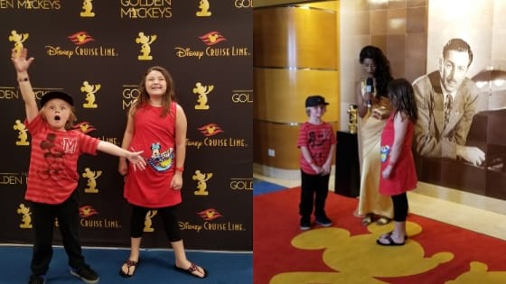 Golden Mickeys Red Carpet with kids