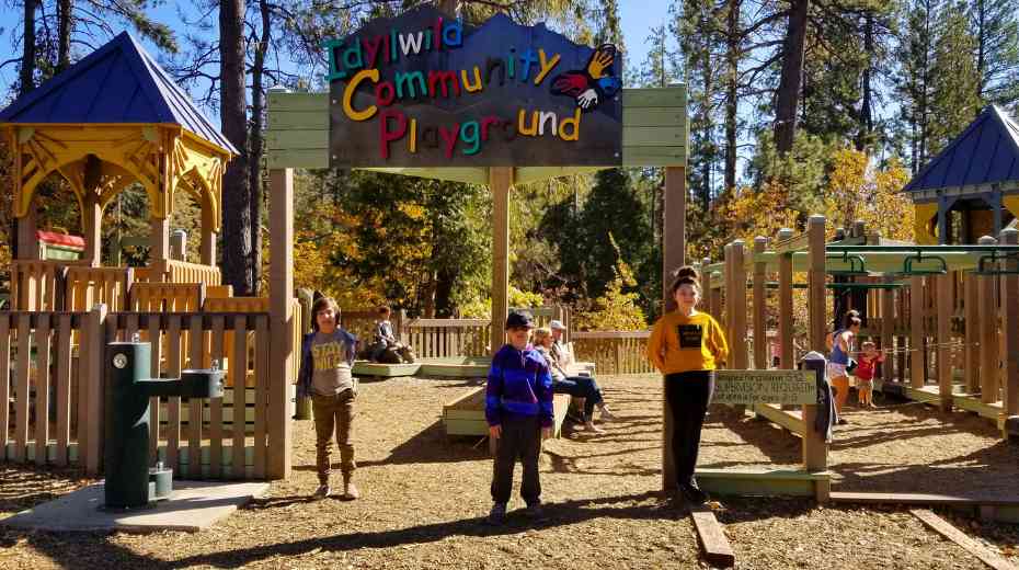 community playground in idyllwild with kids