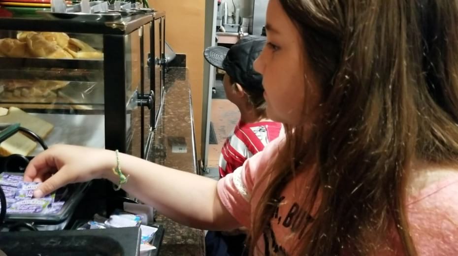 Kids getting free breakfast at Best Western Plus